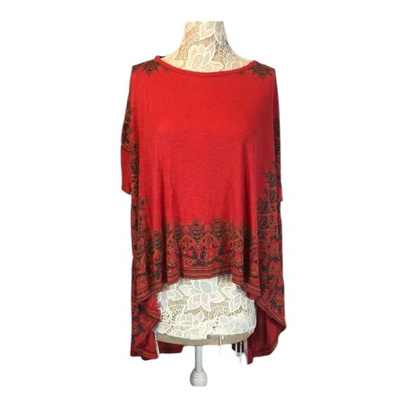 Free People pick me up tee oversized Asymmetrical top red size medium - Picture 5 of 11